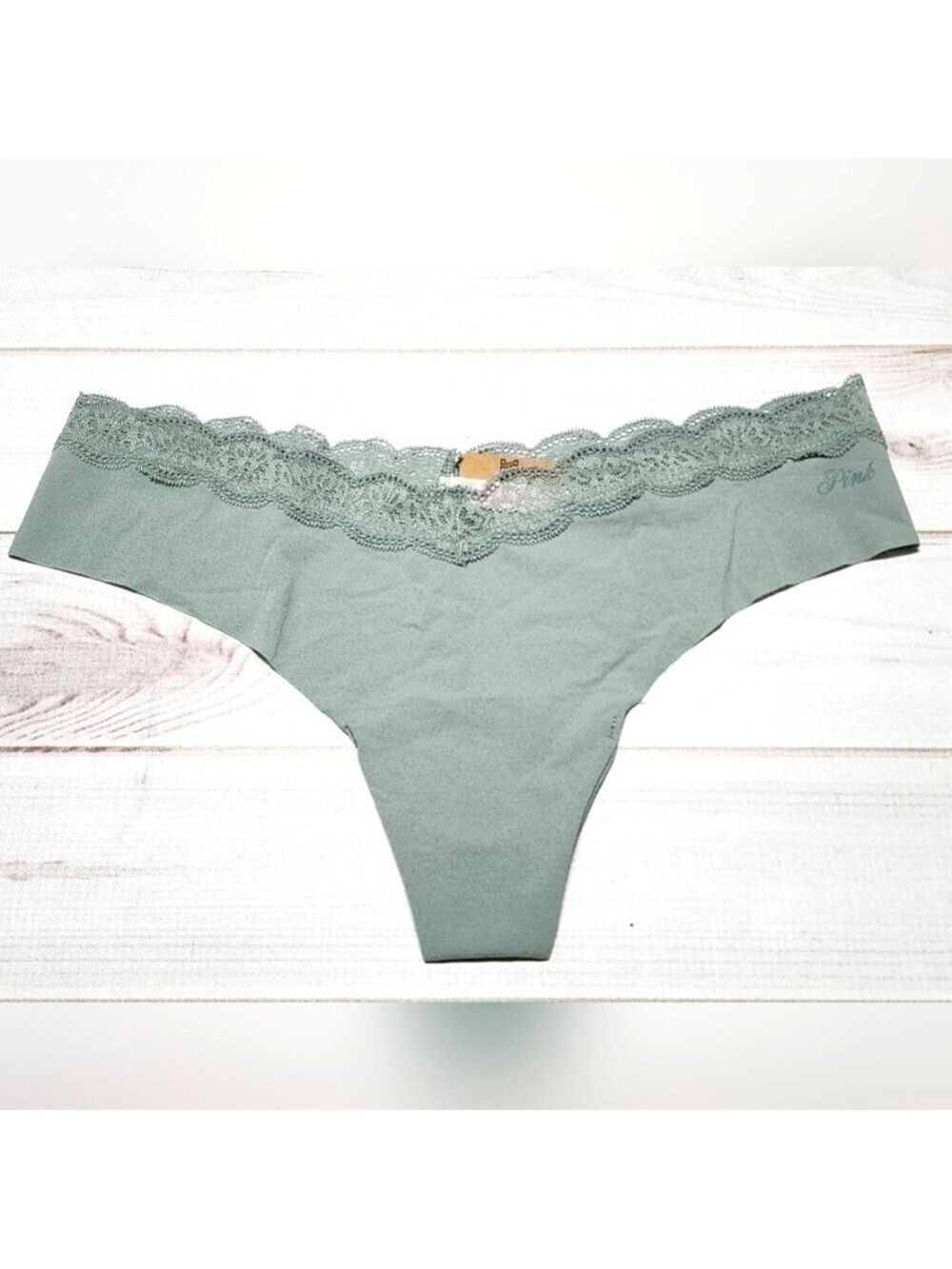 Pink Victoria's Secret No Show Lace Trim Thong Panty XL - New With Tags